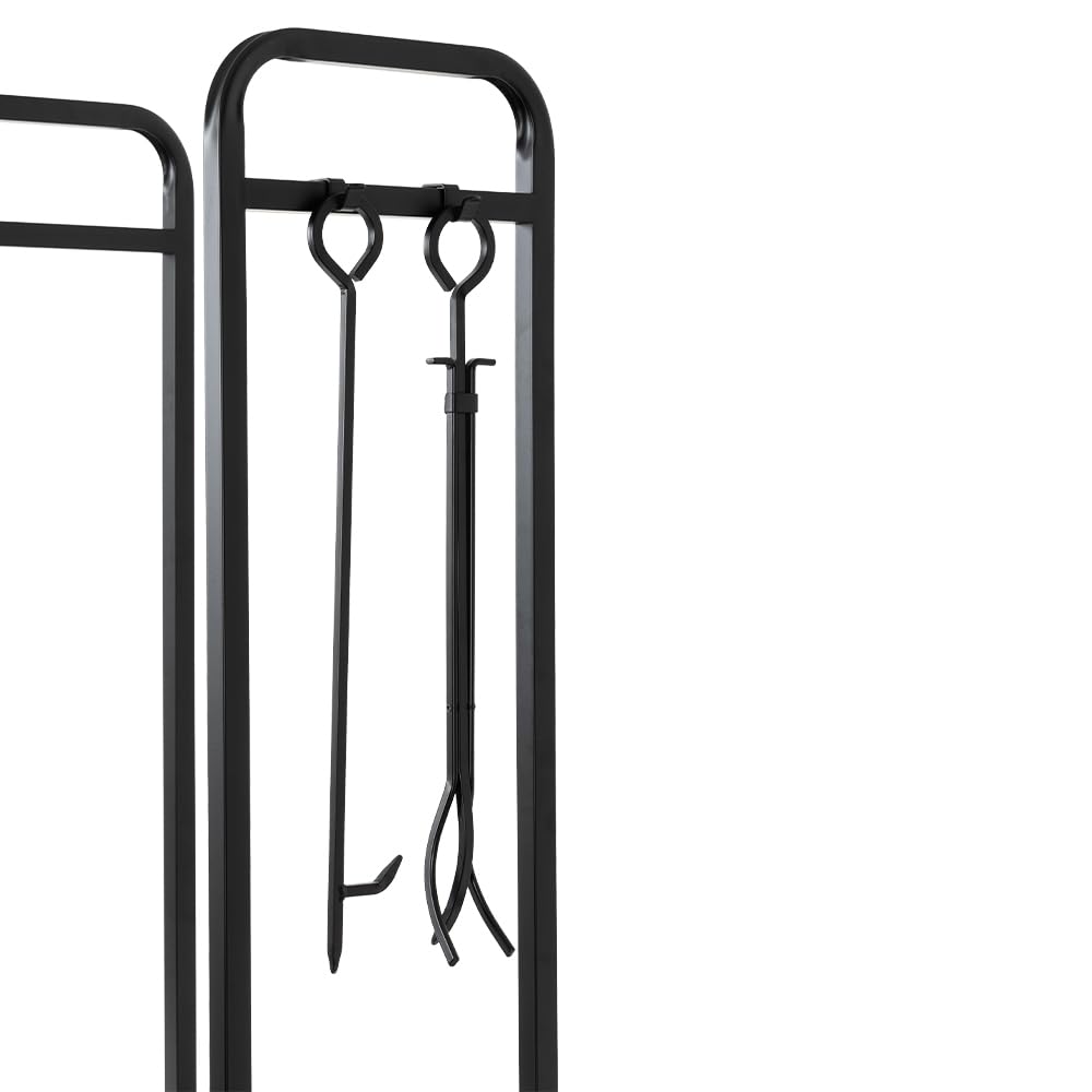 Tall Metal Firewood Log Rack with Cover and Tools