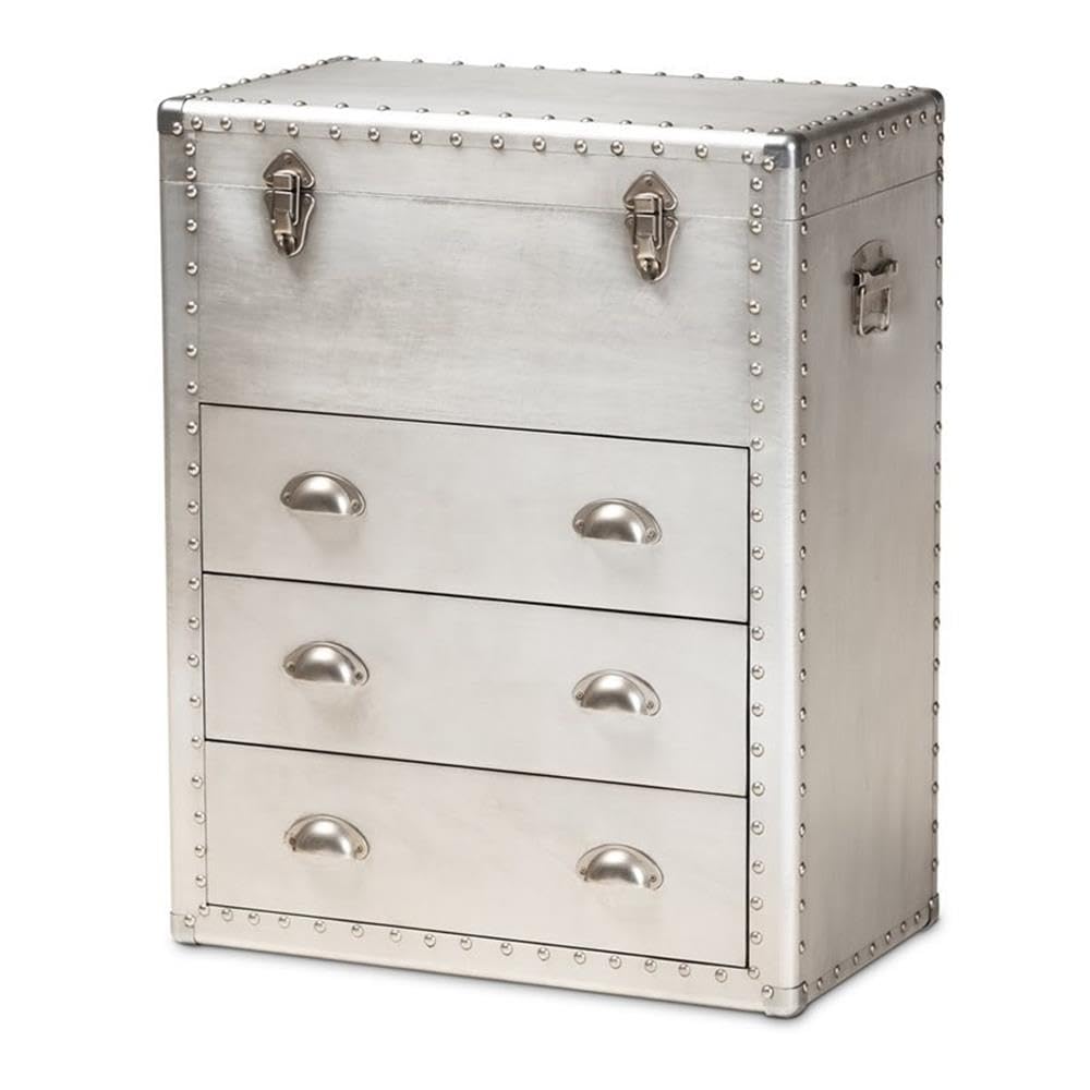 3-Drawer Mid-Century Metal Accent Storage Chest