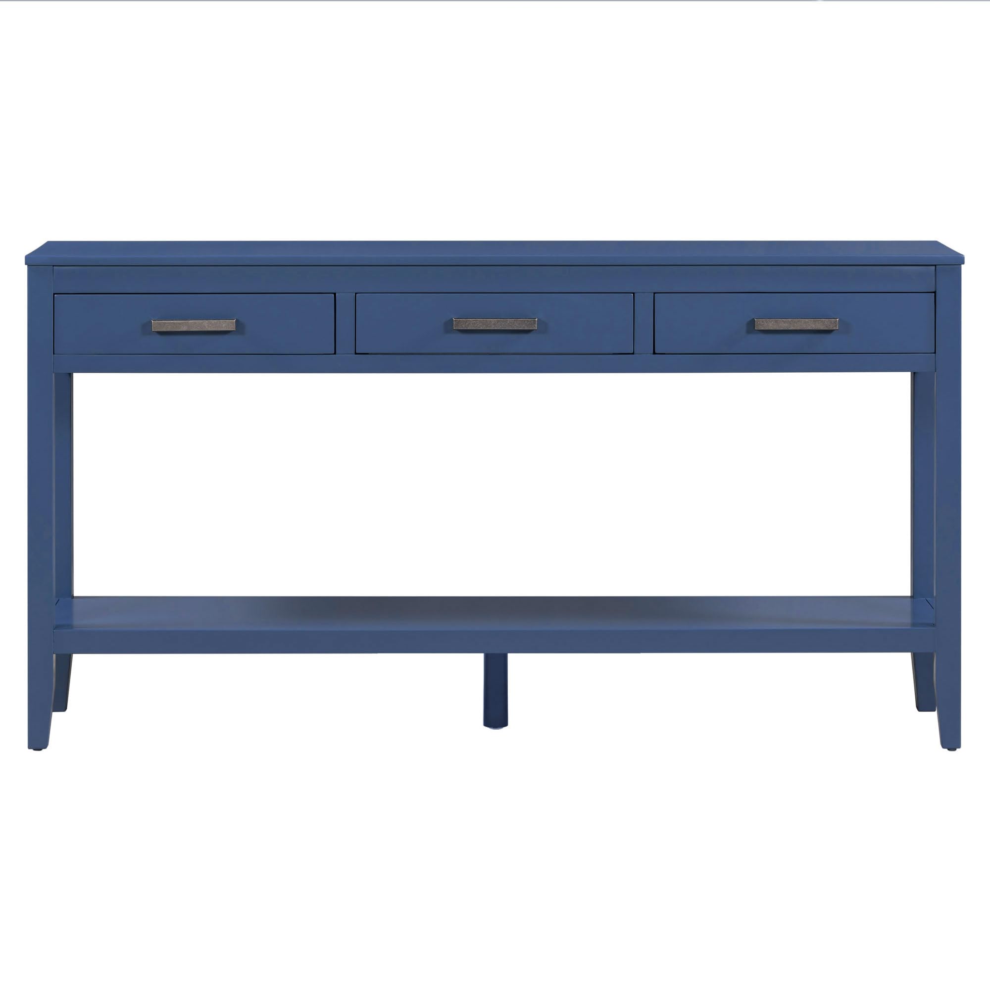 Contemporary Rectangular Console Table with Shelf and Storage Drawers