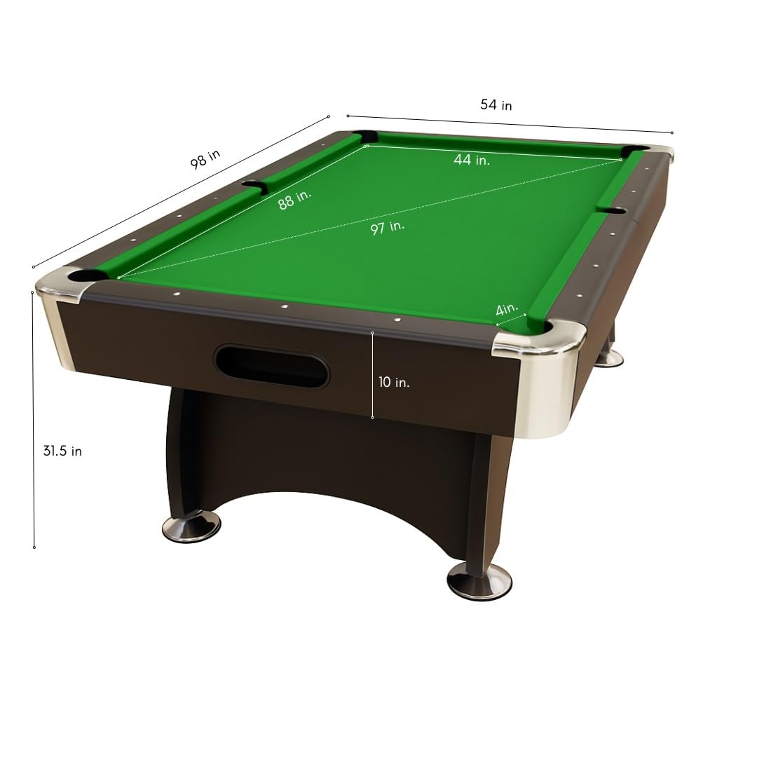 8 Foot Pool Table with Green Felt and Ball Return