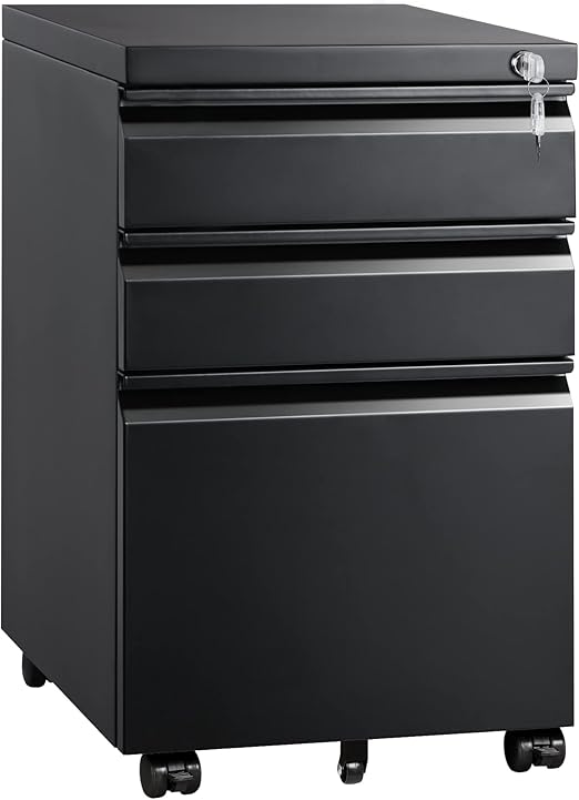 3 Drawer Mobile File Cabinet with Lock