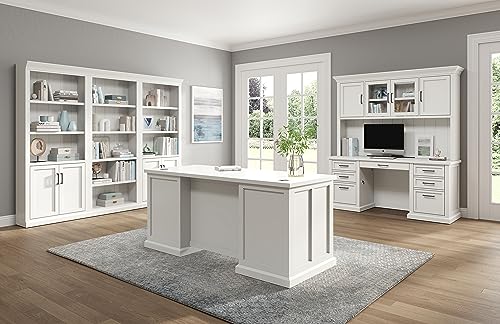 Wood Hutch with Doors and Desk Storage