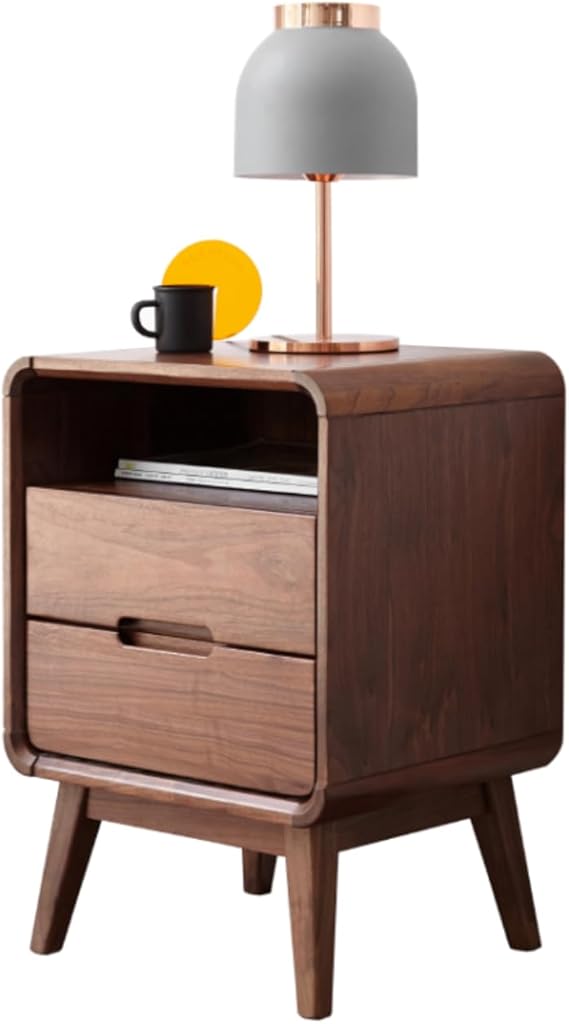 Solid Wood Nightstand with Two Drawers