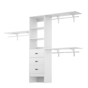 8FT Wall Mount Closet Organizer System with 3 Hanging Rods and Drawers