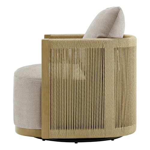 Braid Swivel Accent Chair with Paper Cord and Wood Frame