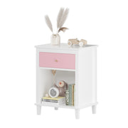 Wooden Nightstand with Drawer and Open Storage Shelf