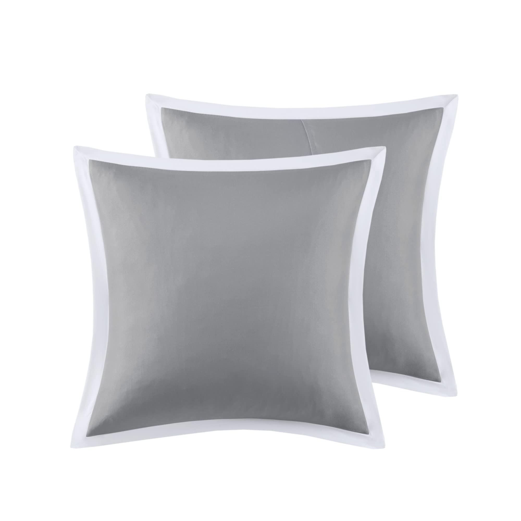 510 DESIGN Powell Cozy Comforter Set, Hotel Style Border Design with Geometric Embroidery Details, All Season Bedding with Matching Sham, Decorative Pillow, Bedskirt, Queen(90"x90"), White 8 Piece