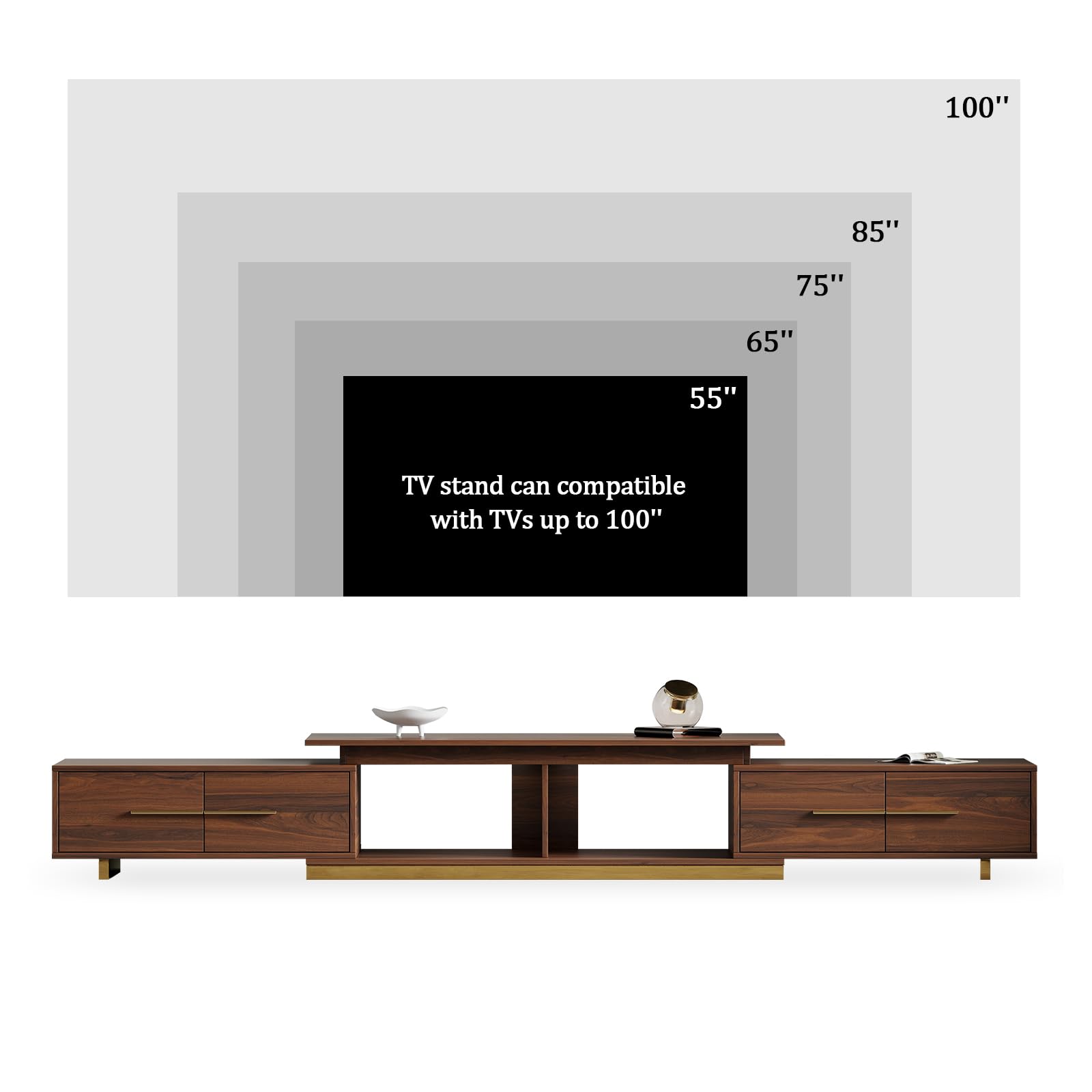 Extendable TV Stand with 4 Drawers