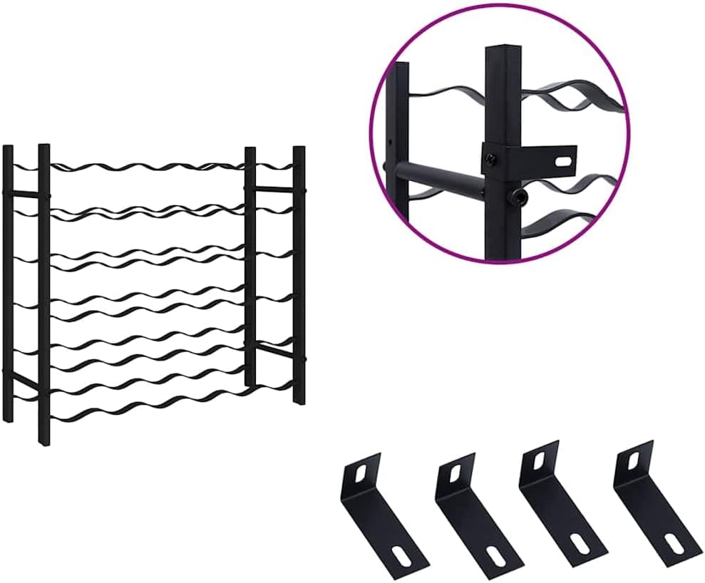 36-Bottle Wine Rack Black Iron Industrial Floor Standing