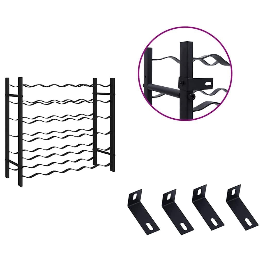 36-Bottle Wine Rack Black Iron Industrial Floor Standing