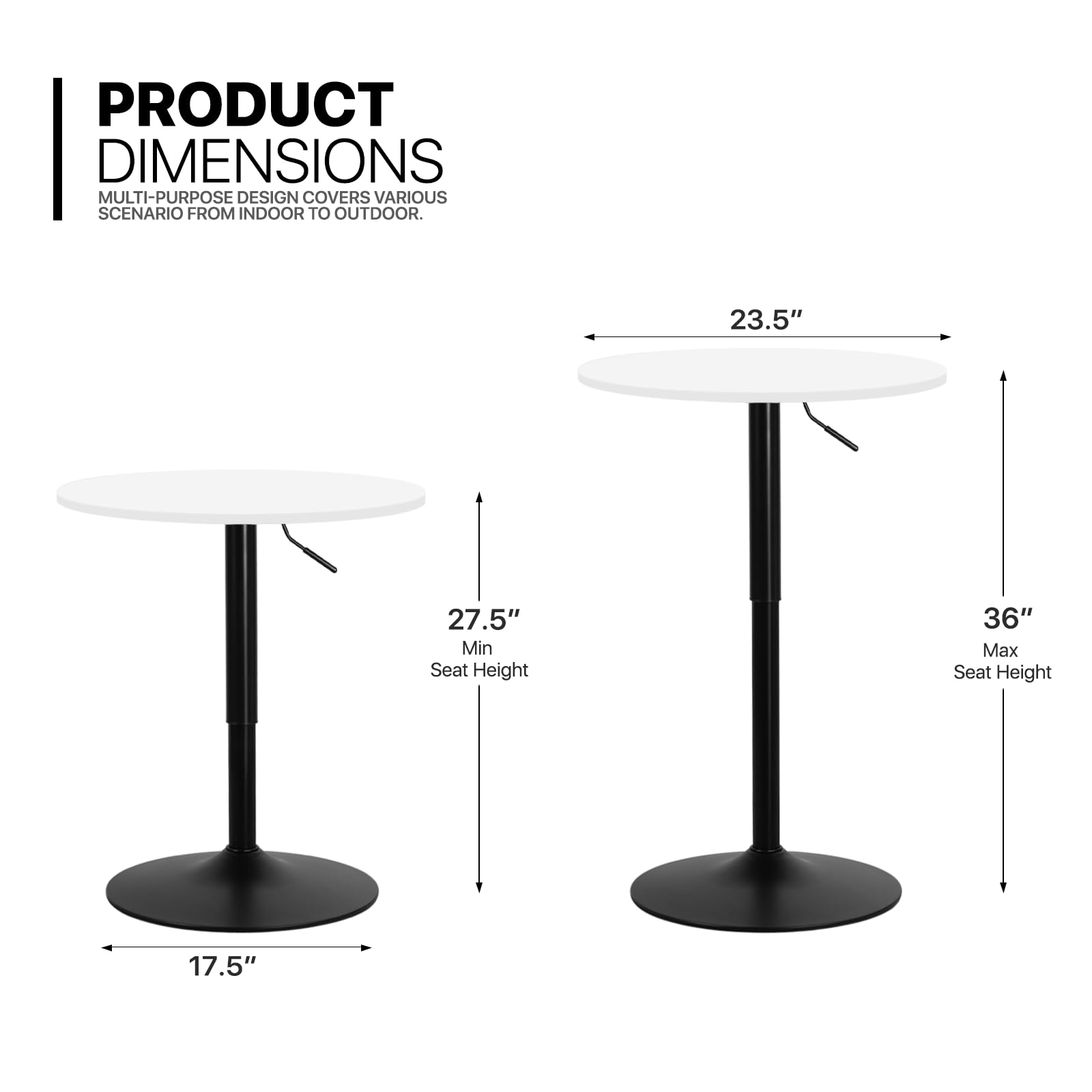 Adjustable Height Round Bar Table