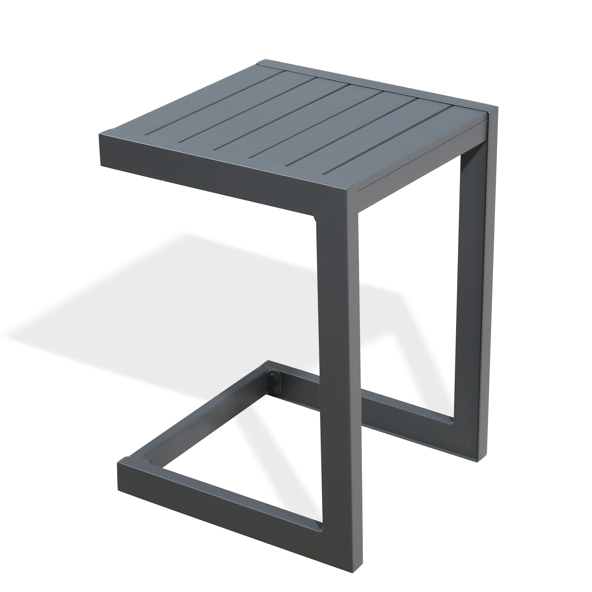 C-Shaped Aluminum Patio Side Table