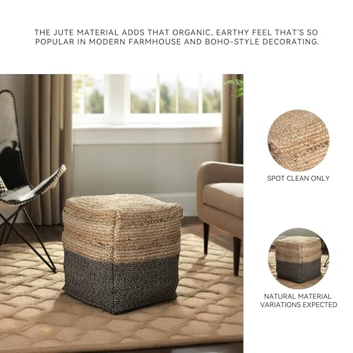 Farmhouse Jute Braided Pouf Ottoman