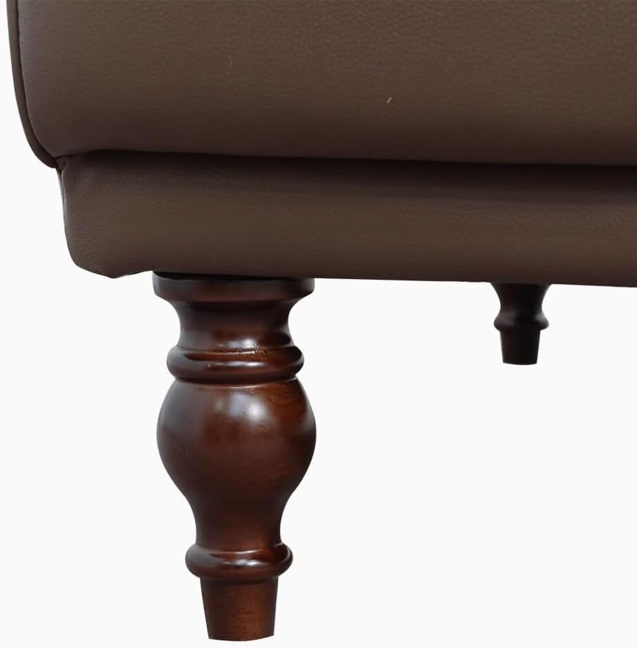 NessCarsti 86.41" Mid-Century Modern Leather 3-Seater Couch, Comfortable Sofa with Solid Wood Legs and Frame, for Living Room, Bedroom, Apartment, and Office,Brown