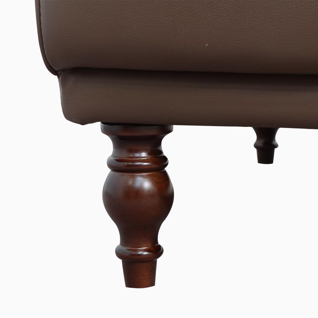 NessCarsti 86.41" Mid-Century Modern Leather 3-Seater Couch, Comfortable Sofa with Solid Wood Legs and Frame, for Living Room, Bedroom, Apartment, and Office,Brown