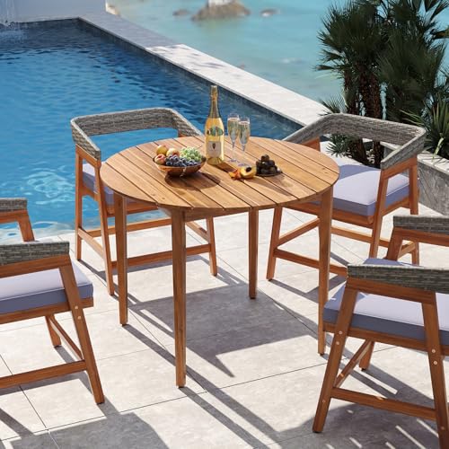 5 Piece Patio Dining Set with Cushioned Chairs