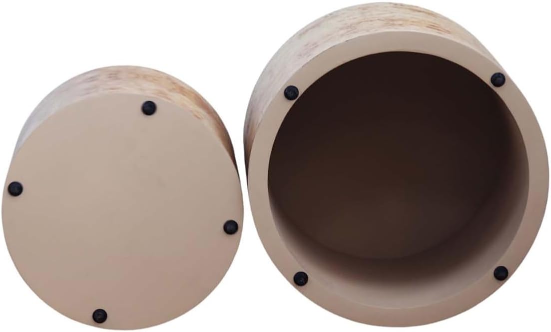 Nesting Coffee Table Set of 2, Modern Round Coffee Table and End Table Set, Natural Burl Center Table Circle Side Table for Living Room Bedroom Office