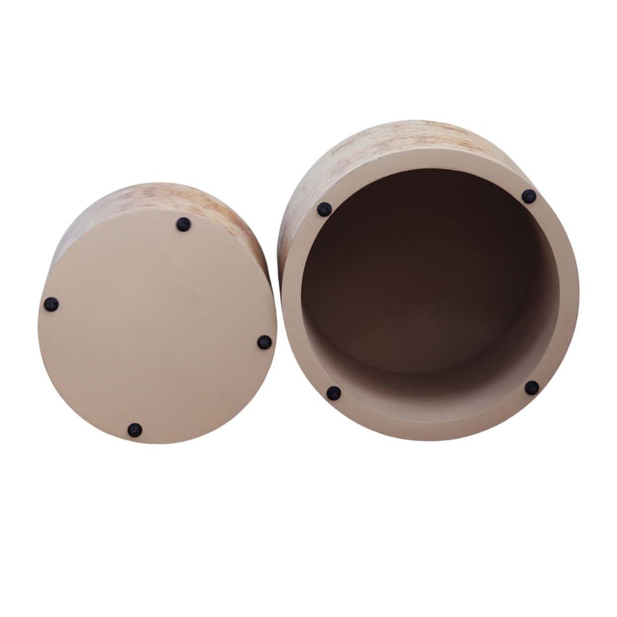 Nesting Coffee Table Set of 2, Modern Round Coffee Table and End Table Set, Natural Burl Center Table Circle Side Table for Living Room Bedroom Office