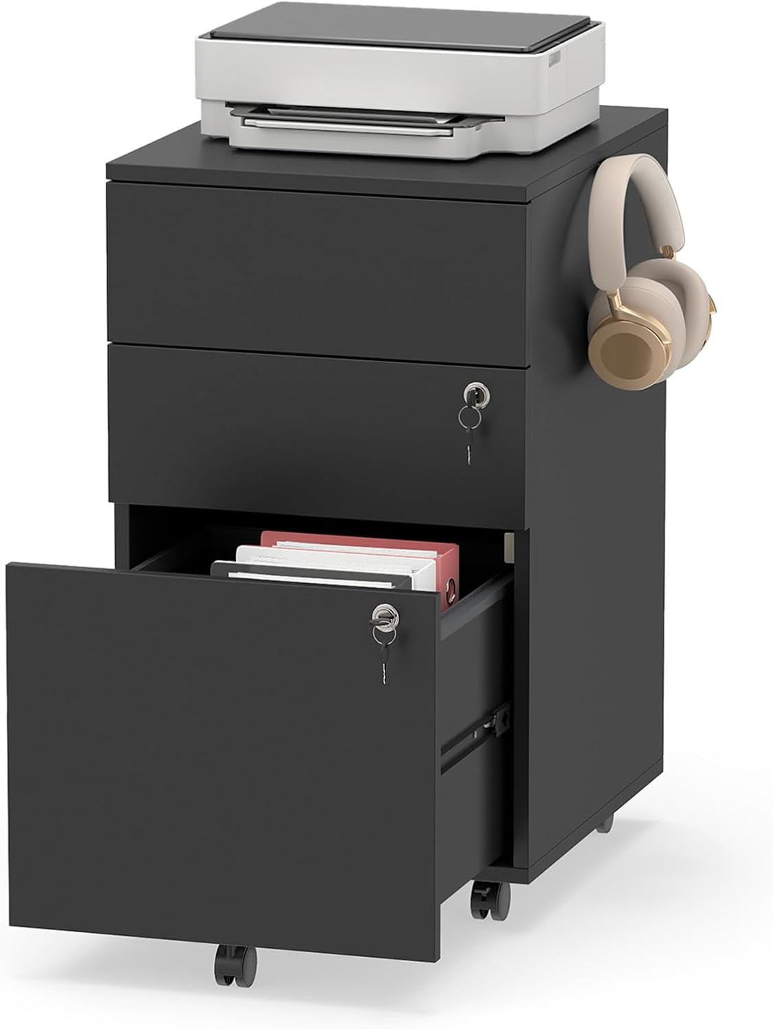 Mobile File Cabinet with 3 Drawers