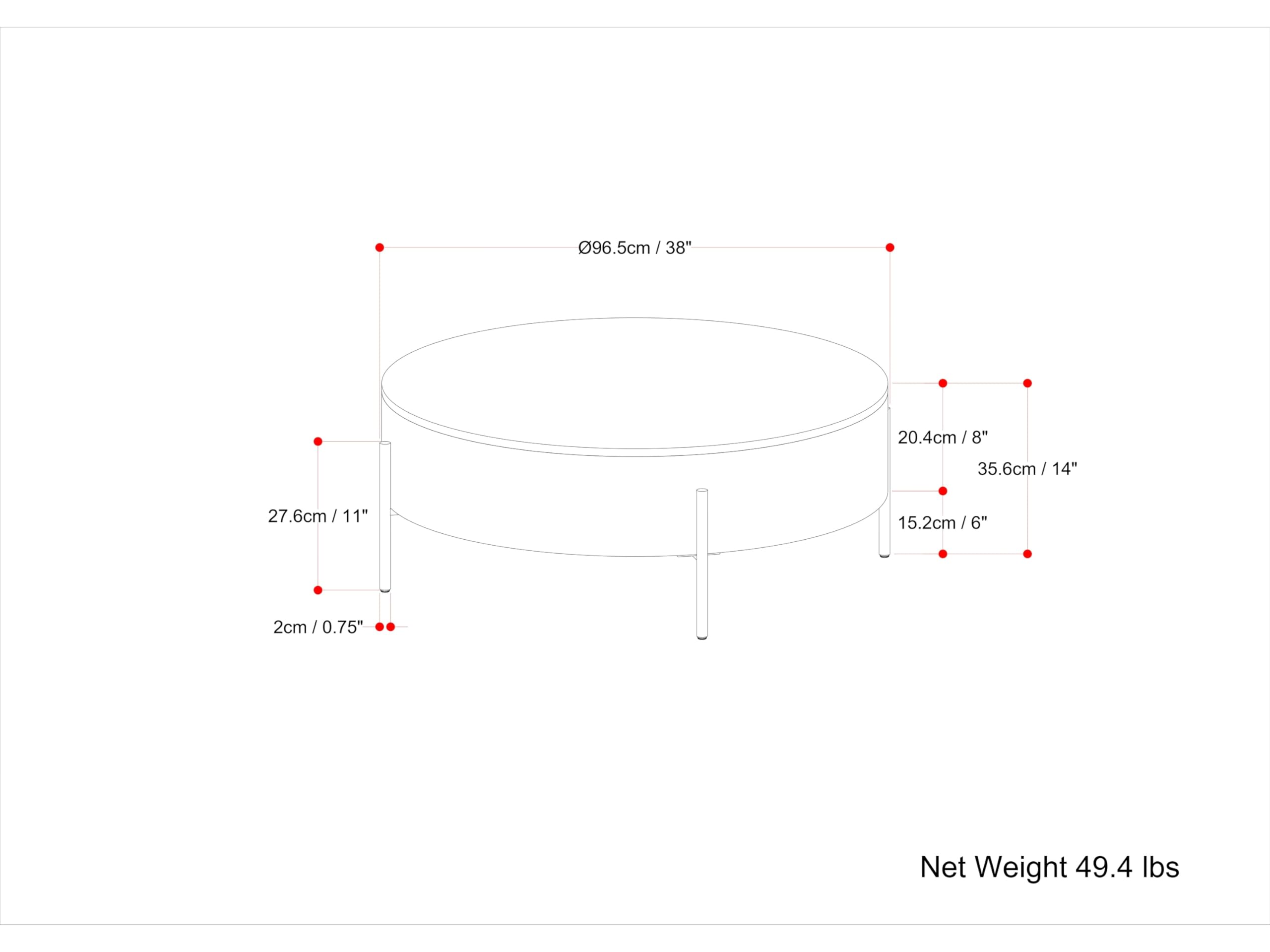 Rayburn Drum Coffee Table - 38 Inch Round Solid Mango Wood