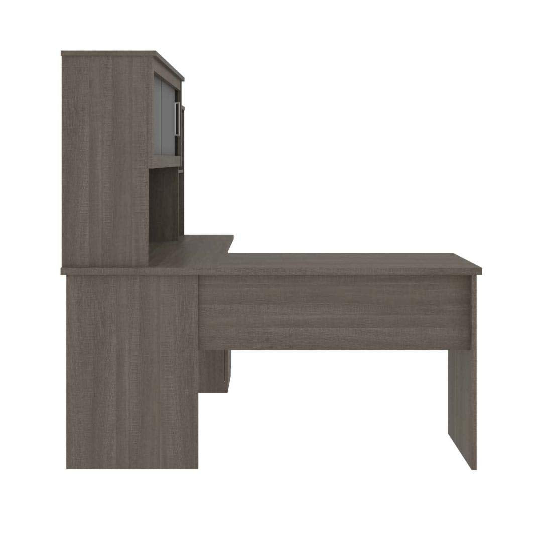63W L-Shaped Desk with Hutch