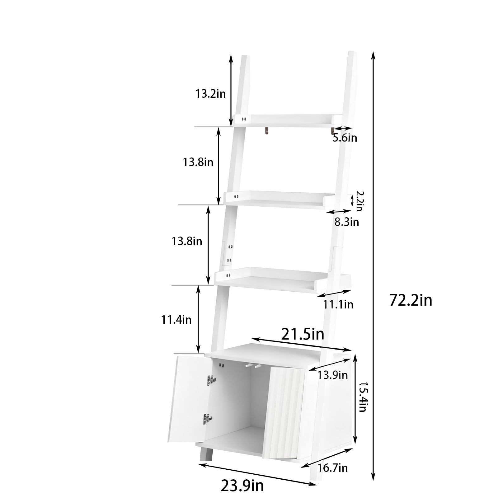 Four-Layer Ladder Bookshelf with Storage Cabinet