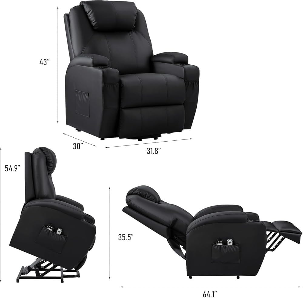 Power Lift Recliner Chair with Massage and Heat