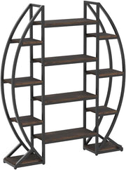 Oval Bookshelf Triple Wide 5-Tier Etagere Display