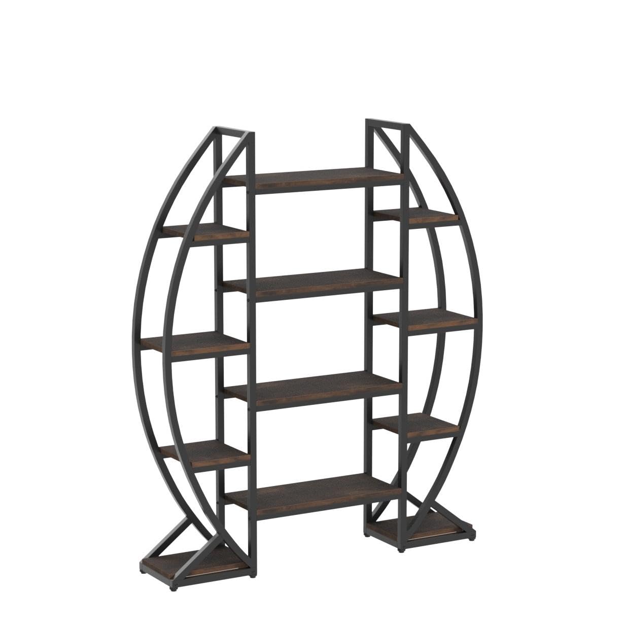 Oval Bookshelf Triple Wide 5-Tier Etagere Display