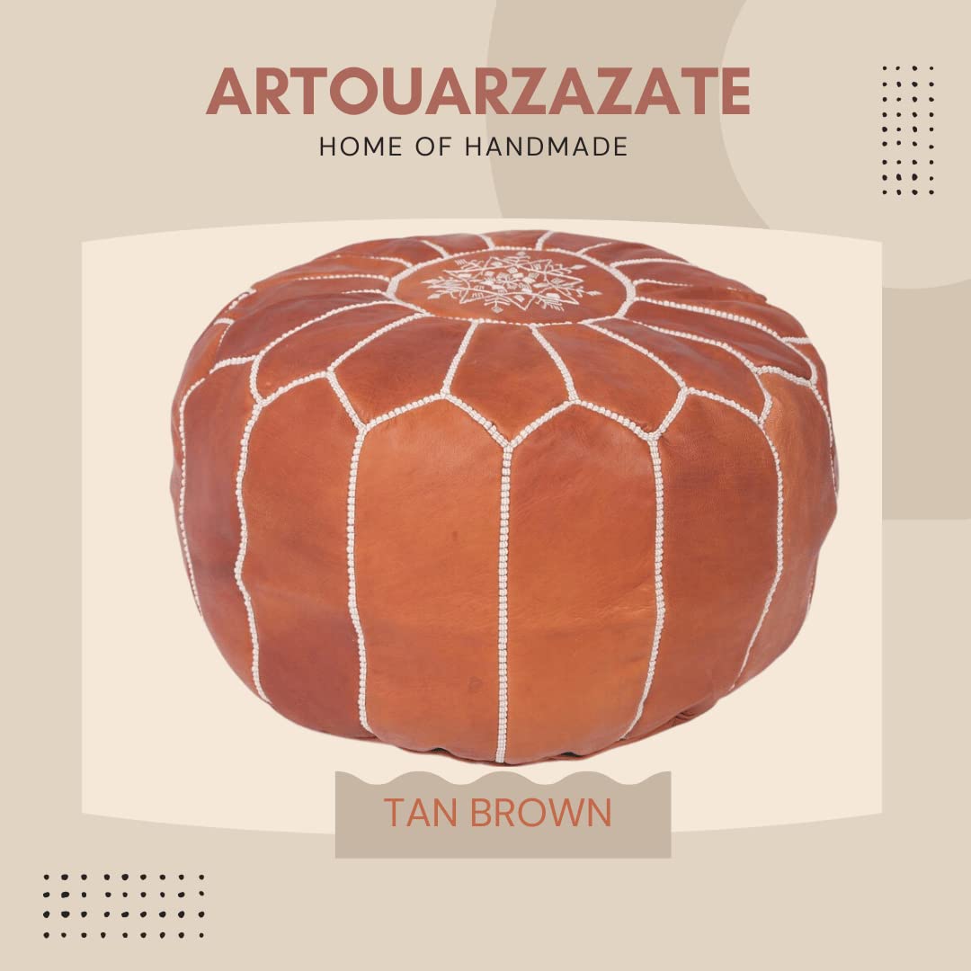 Handmade Moroccan Leather Pouf Ottoman