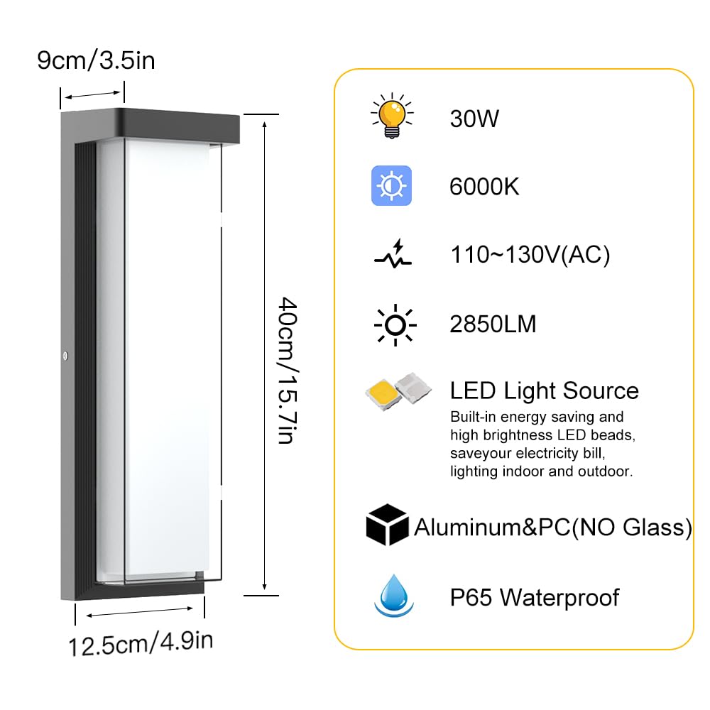 16" Dimmable LED Outdoor Wall Sconce