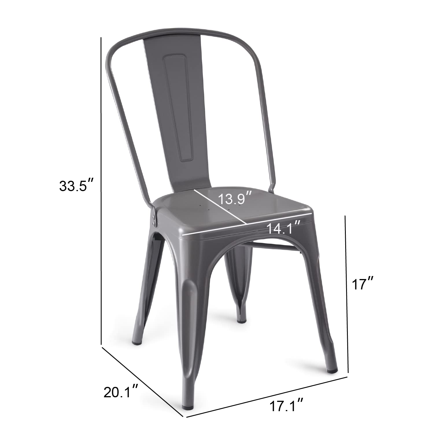Metal Dining Chairs Set of 4 - Dark Grey