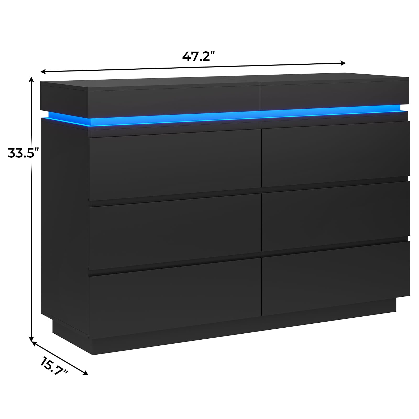 6 Drawer Dresser with Sliding Desktop and Charging Station