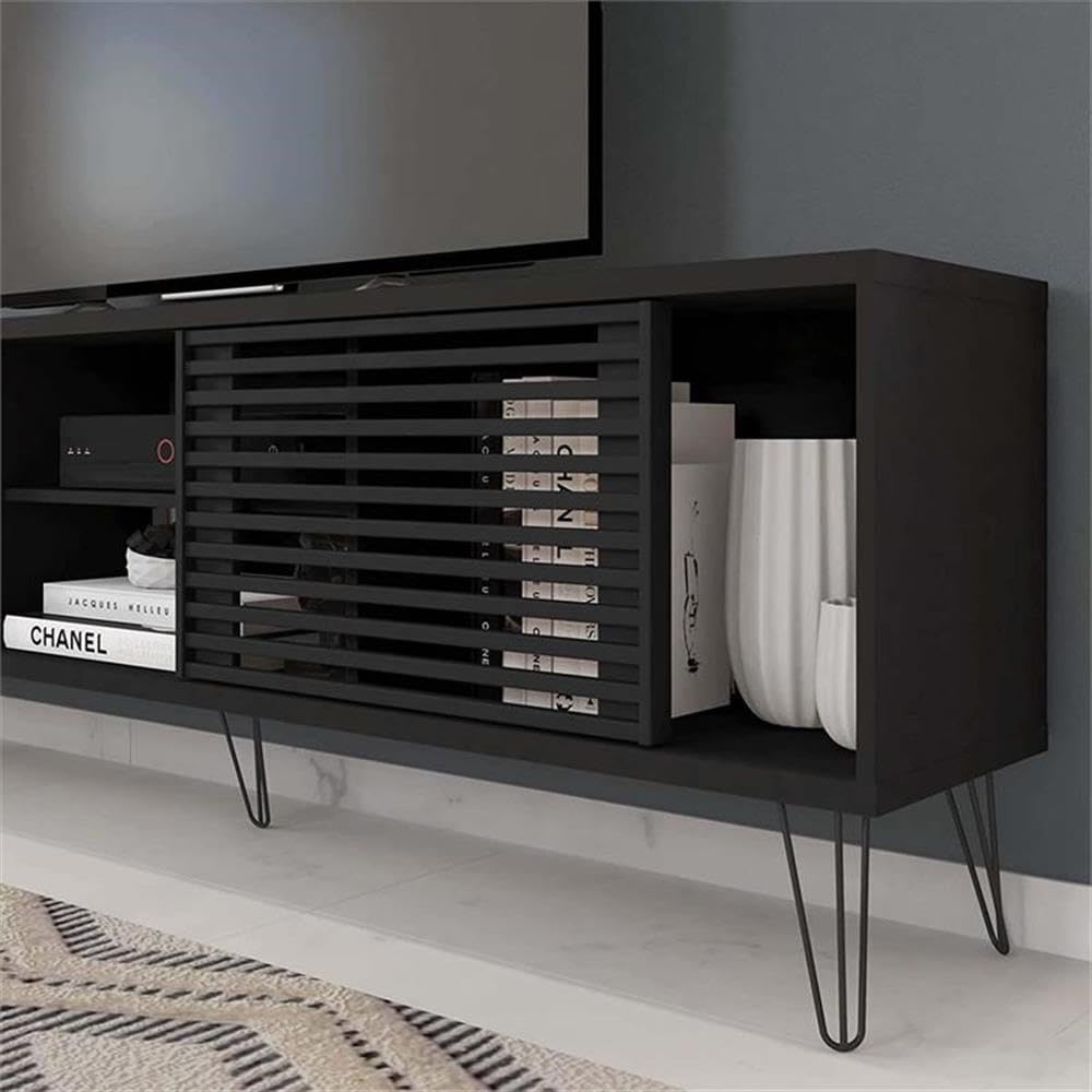 Mid-Century Modern TV Stand 70 Inch Black