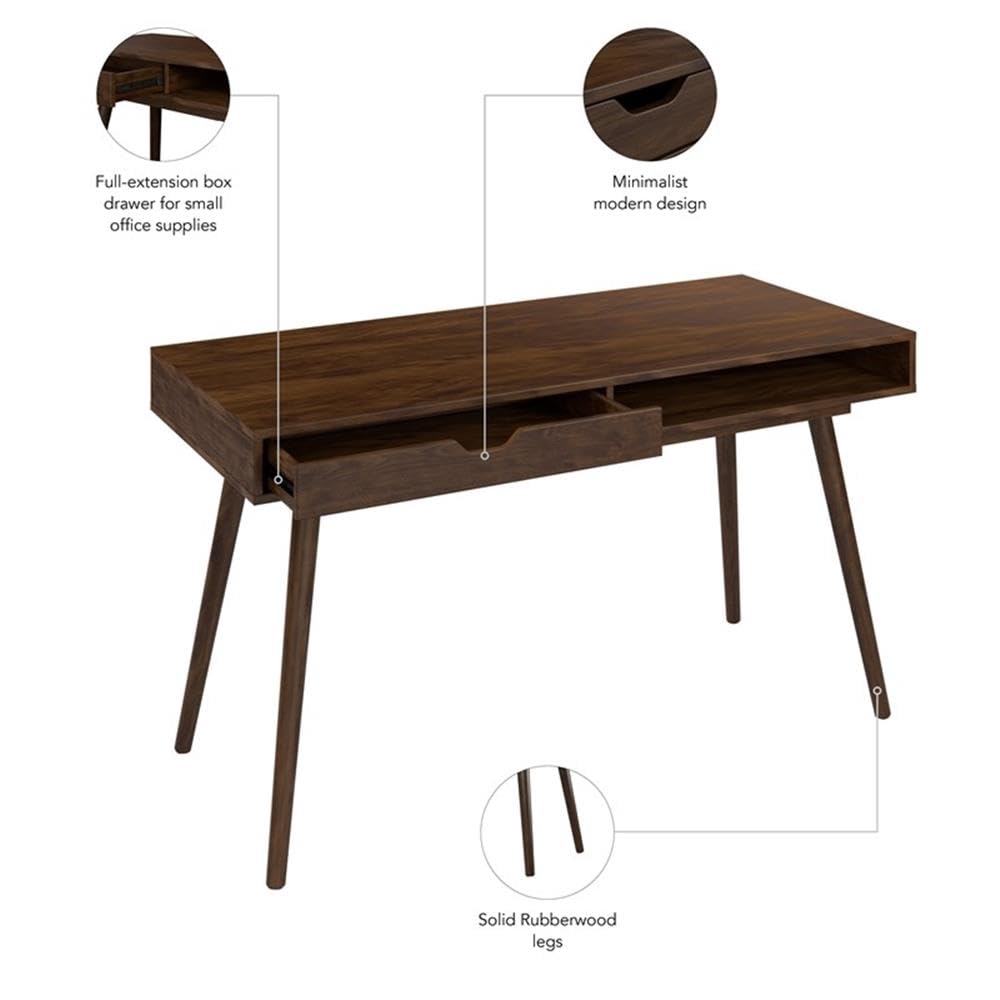 54W Writing Desk with Storage in Dark Walnut