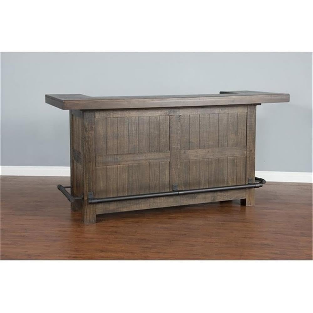 Wood Home Bar with Shelves and Drawers