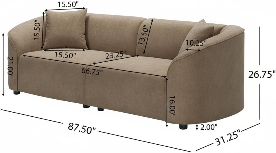 87.5" Curved Boucle Sofa