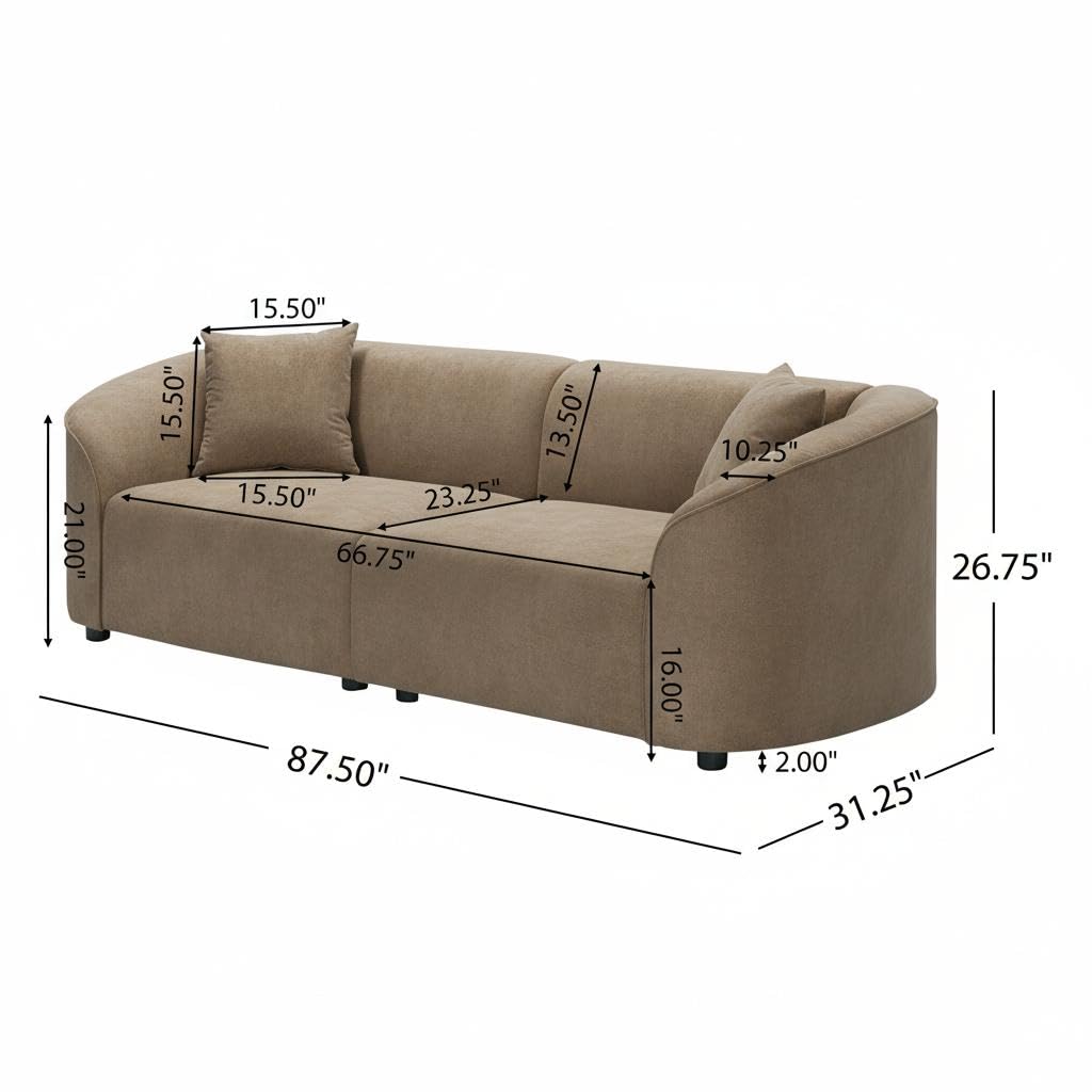 87.5" Curved Boucle Sofa
