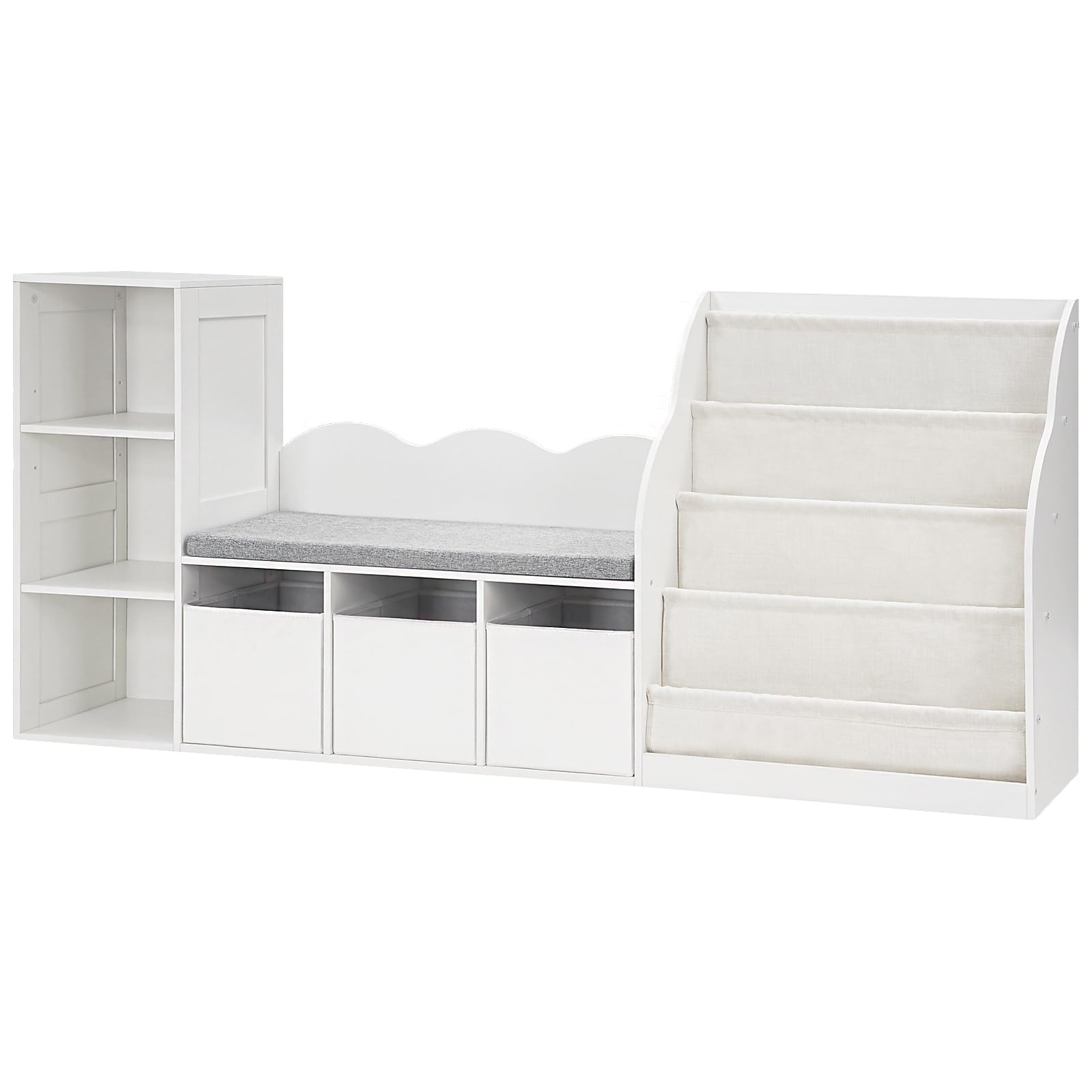 Kids Bookshelf with Reading Nook and Toy Storage