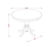 East West Furniture ANNO5-OAK-C 5 Piece Dining Table Set for 4 Includes a Round Kitchen Table with Pedestal and 4 Linen Fabric Dining Room Chairs, 36x36 Inch, Oak