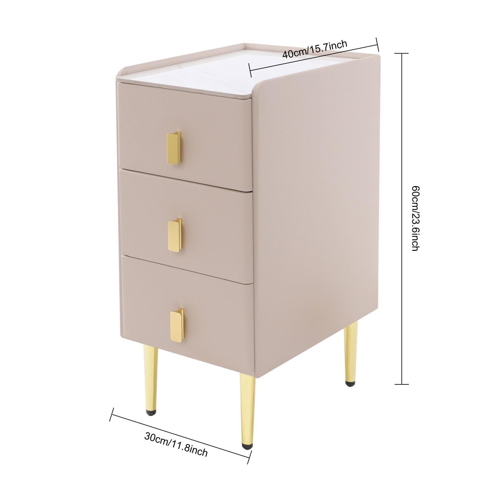 Nightstand with Drawers - Small Dresser Bedside Cabinet with Metal Legs
