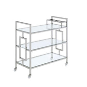 Contemporary Clear Tempered Glass Serving Bar Cart