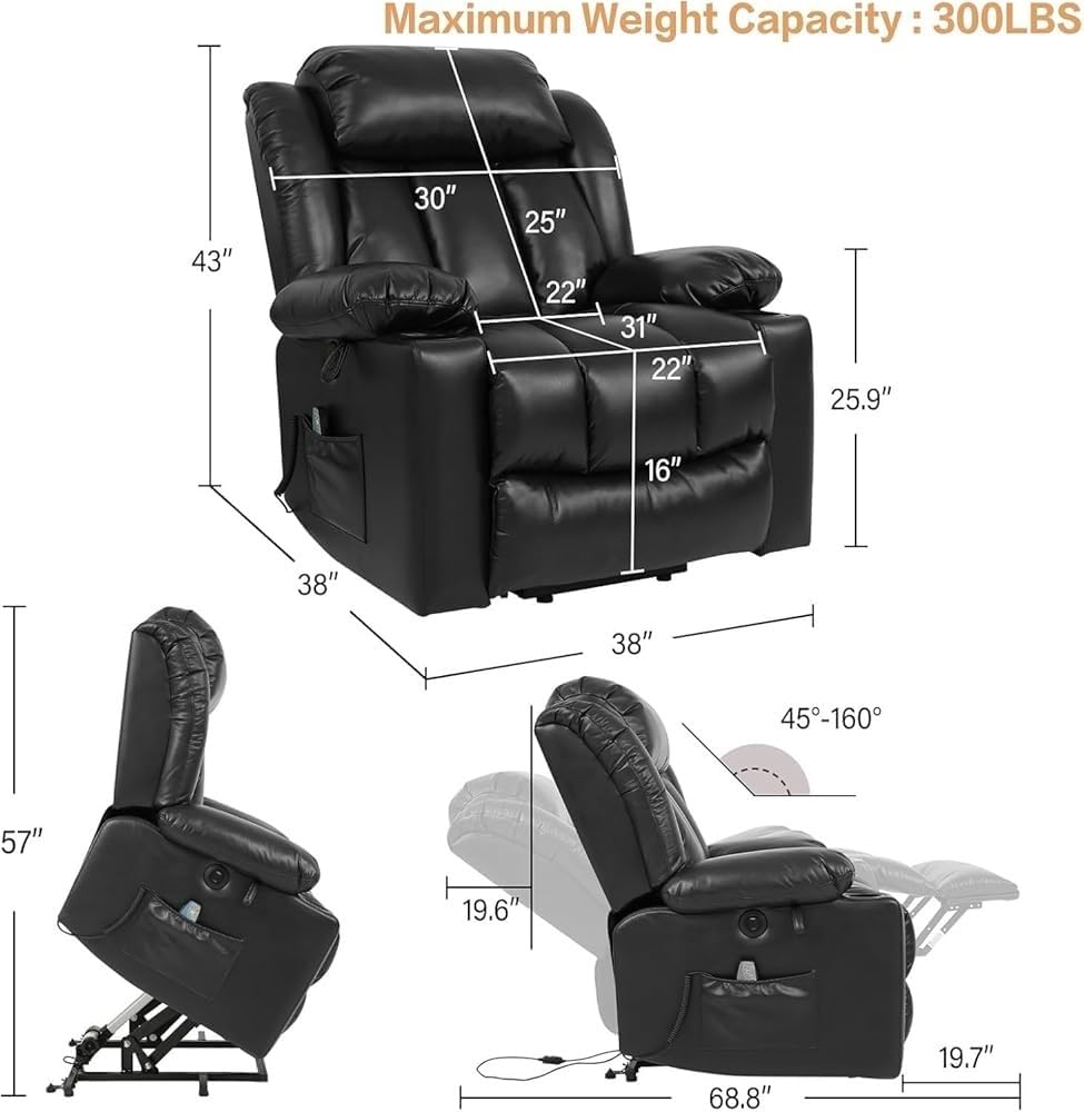 Electric Lift Recliner Chair with Heat and Massage