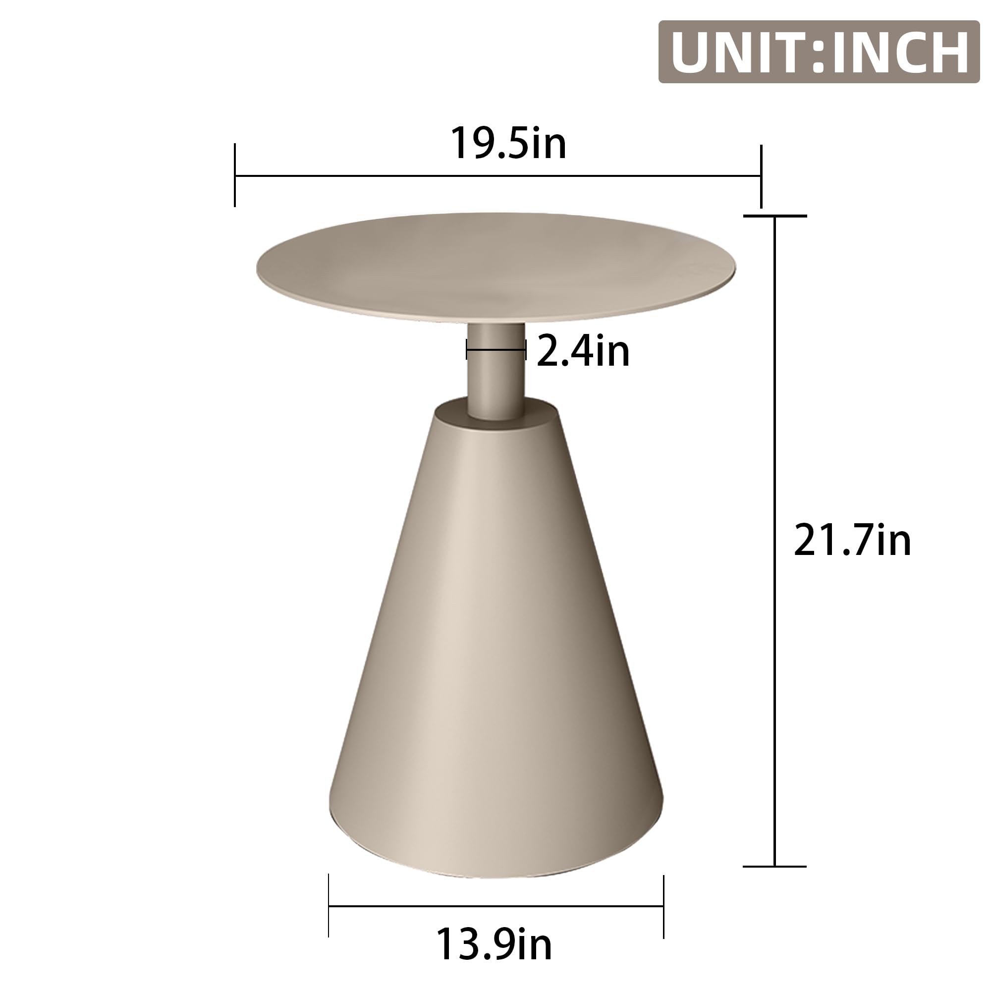 Round Pedestal Side Table with Aluminum Stand
