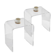 Acrylic Side Table Set of 2 - U-Shaped Clear End Tables with Waterfall Edges