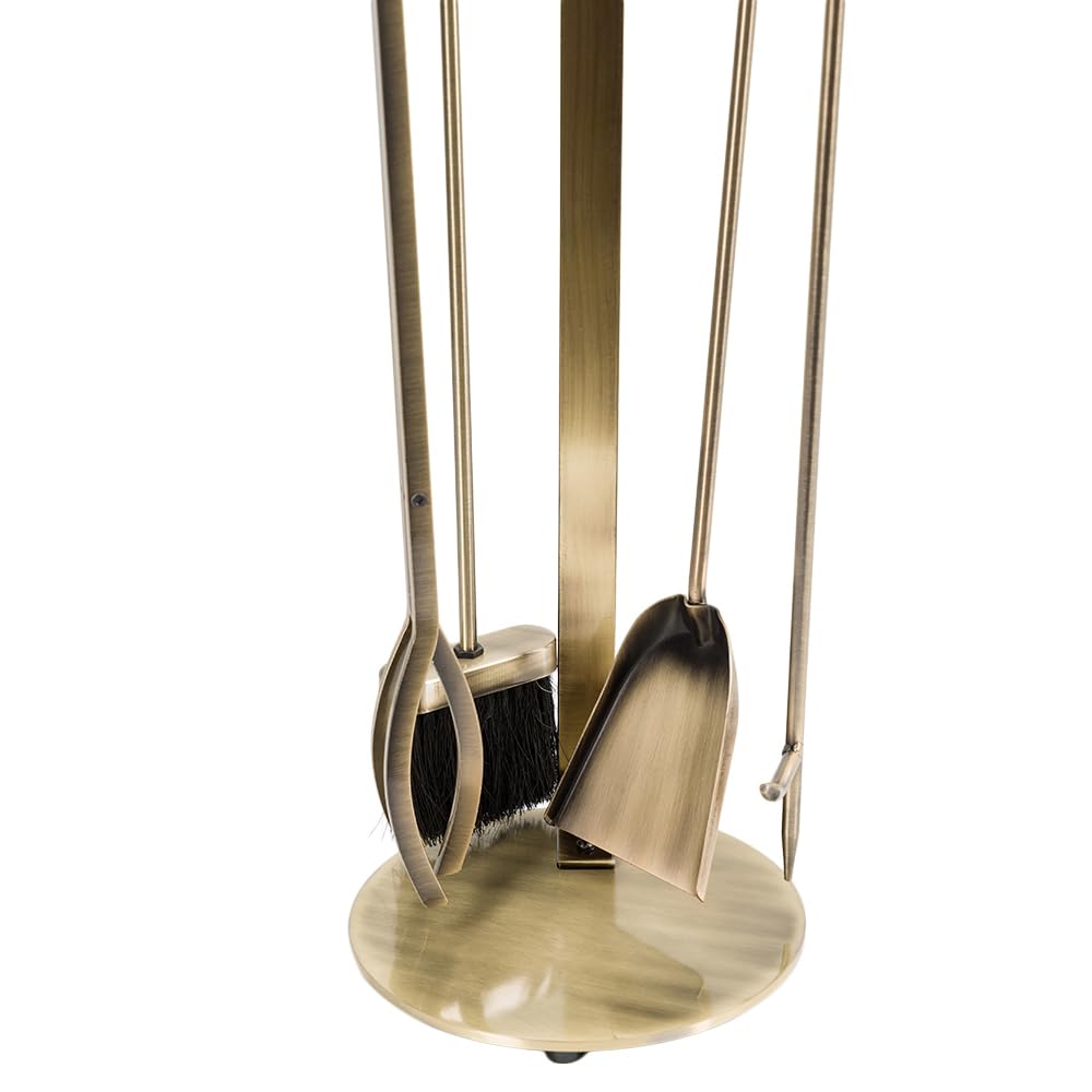 5-Piece Fireplace Tool Set - Aged Brass