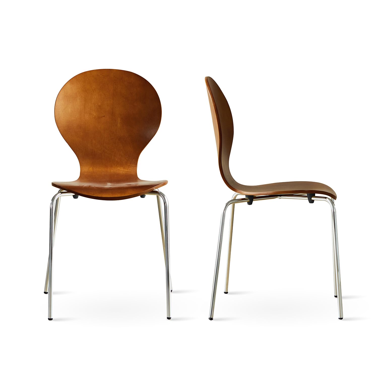 Mid-Century Modern Wooden Dining Chairs Set of 2