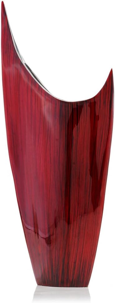 Acentuada Fat Pointed Red Glaze Vase 13.5" H