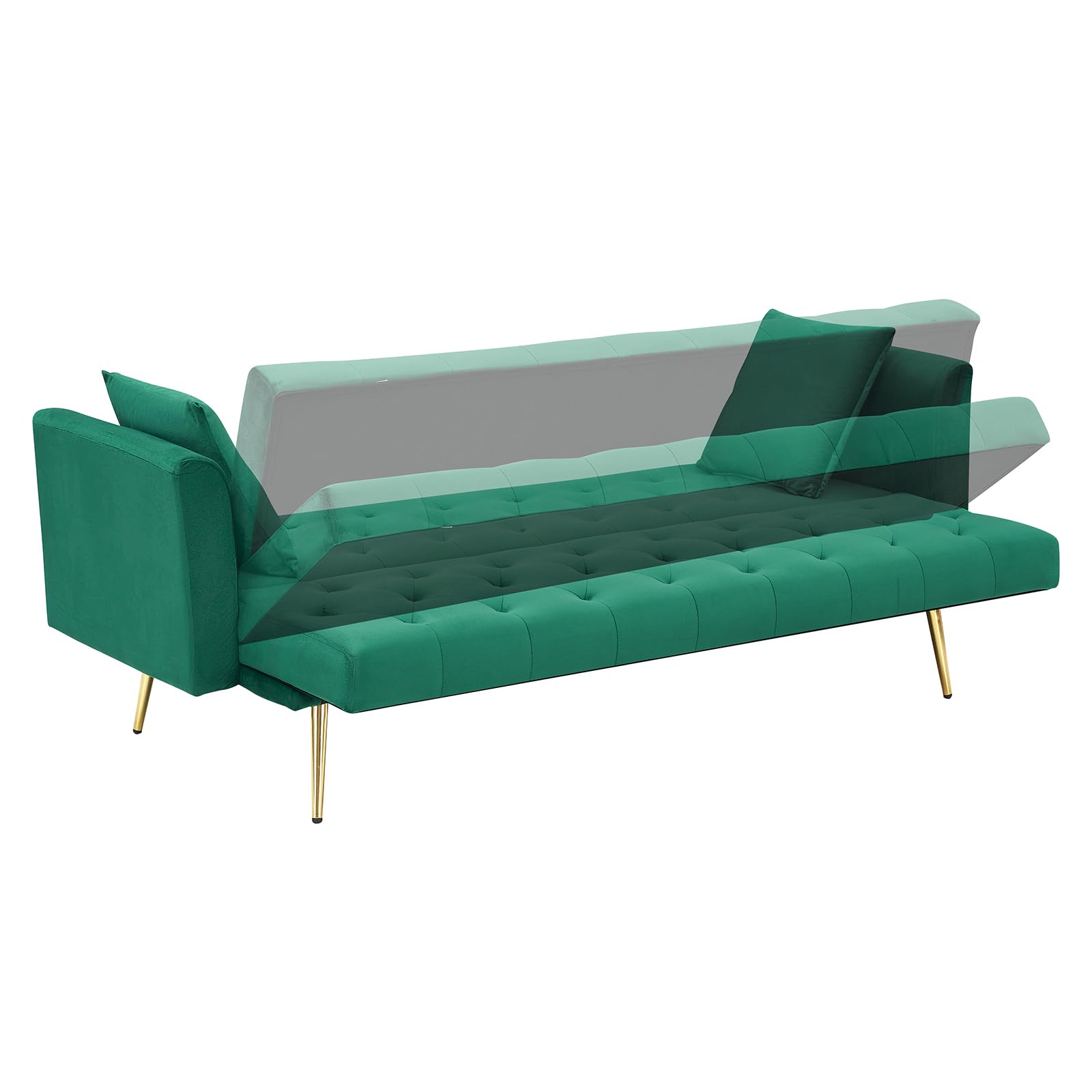 Velvet Sofa Bed with Adjustable Backrest