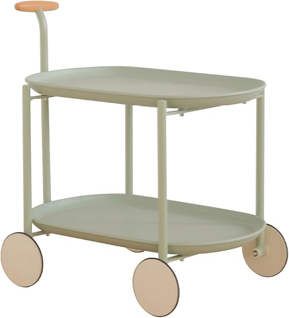 2-Tier Rolling Bar Cart with Wheels